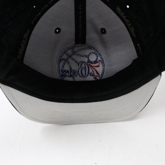 Philadelphia 76ers Hat Adult Snapback Black Mitchell & Ness NBA Adjustable Cap - Picture 10 of 11
